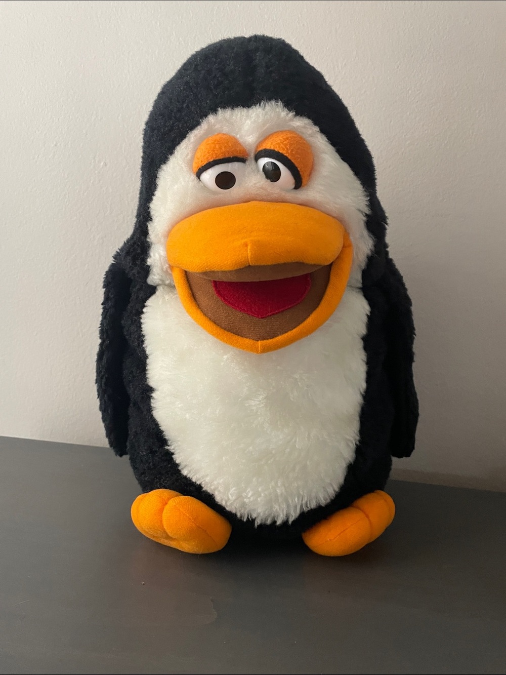 Plush Penguin Puppet Toy - Black, White & Orange
